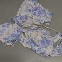 SHENHE Women's 2 Piece Bandeau Bikini Sets Floral Print Scalloped Boho Strapless Swimsuits, Medium