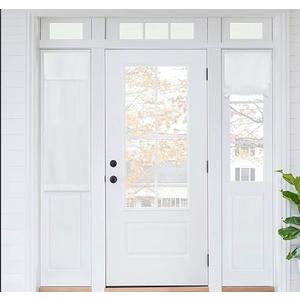 RYB HOME Faux Linen Blended Curtain for Classroom Glass Window, Light Filtering Small Door Window Draperys Privacy for Kitchen Dining Home,1 Panel, W 12 x L 40 inches, White