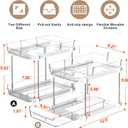 Delamu 2-Tier Multi-Purpose Bathroom Under Sink Organizers and Storage, Stackable Kitchen Pantry Organization, Pull Out Medicine Cabinet Organizer with Movable Dividers, White, 2 Pack