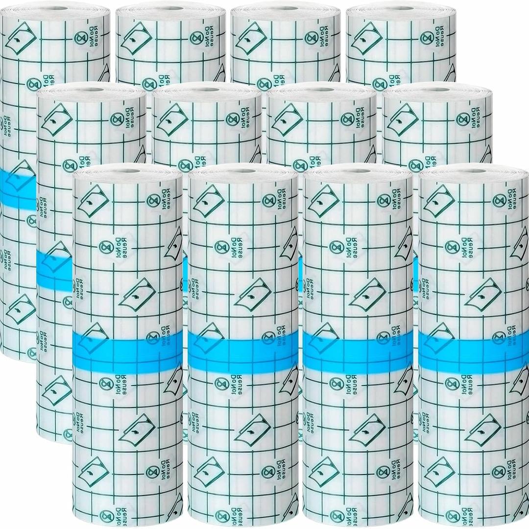 Beieverluck 12 Rolls Tattoo Aftercare Bandage Waterproof (6" x 4.4 Yard) Second Skin Tattoo Cover Tape Tattoo Healing Wrap Tattoo Supplies for Swimming, Shower, Wound Initial Healing