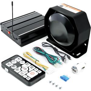 200W 12V 20 Tone Emergency Siren PA System, Slim Speaker Horn with Wireless Handheld Remote Control and Microphone for Emergency Vehicles Police Car Firefighter Ambulance SUVs