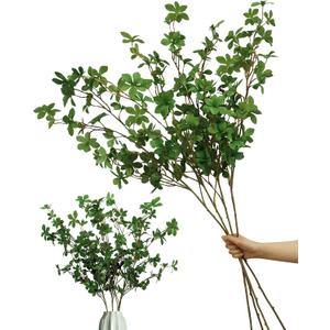SNAIL GARDEN 4Pcs 43.3" Artificial Greenery Stems, Fake Ficus Branches with Eucalyptus Leaves & Fern, Faux Plants for Tall Vase, Indoor Outdoor Table Centerpiece, Home Garden Party Decor