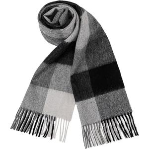 Cashmere Wool Scarf Soft Warm Thick Plaid Winter Scarf Unisex for Women and Men with Gift Box (Black Gray Plaid),71 inchesx 12 inches
