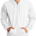 Hanes mens Zip-up Hoodie, Ecosmart Fleece Full-zip Hoodie for Men, Hooded Sweatshirt (Large, White)
