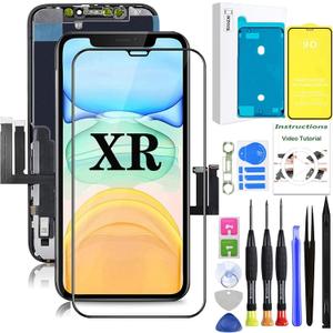 for iPhone XR Screen Replacement,LCD Display Touch Screen Assembly,Compatible with iPhone XR Screen Replacement 6.1 inch (Model A1984, A2105, A2106, A2108) with Screen Protector and Repair Tools