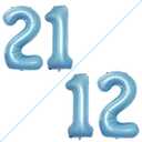 GOER Number 12 Balloons for 12th Birthday Sweet 12 Party Decorations,42 Inch Jumbo Foil Helium 21 Balloons for 21st Birthday Party Decoration (Light Blue)