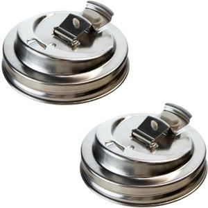 2PCS Mason Jar Drinking Lids,Stainless Steel Wide Mouth Mason Jar Sip Lid Accessories,Anticracking Leak Proof Seal Flip Cap Cover Airtight Accessories for Drink