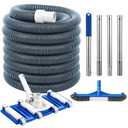 Innconee 4 Pcs Swimming Pool Cleaning Kit Including Pool Vacuum Head with 1-1/2" x 30 ft Hoses Flexible Head with Bristles Wheel and Pole 14 '' Cleaning Brush for Inground Above Ground Cleaner