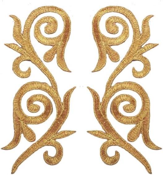 2 x 5Pairs of Embroidered Gold and Silver Thread Auspicious Cloud Cloth Paste (Gold)