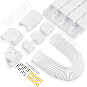 4W 16.5Ft Decorative PVC Line Set Cover Kit for Mini Split Lineset Cover Kit for Air Conditioner & Heat Pump (White)