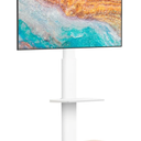 FITUEYES Rolling TV Stand, Mobile TV Cart on Wheels for 32-70 Inch Flat Screen TVs, Tall Floor TV Stand with Swivel Mount for Bedroom, Outdoor, Home Office, Small Dorm, White