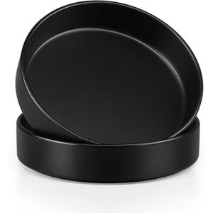 Herogo Pasta Bowls Set of 2, 35oz Serving Bowls Set, Deep Stoneware Plates for Serving Pasta, Salad, Noodle, Cereal, Microwave & Dishwasher Safe, Matte Black