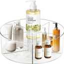 360 Rotating Makeup Organizer 11.5" Clear Turntable Lazy Susan Organizer for Vanity, Bathroom Counter, Pantry, Cabinet, Spinning Cosmetic Storage Holder with 5 Dividers for Skincare, Makeup Brushes