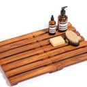 Premium Teak Shower Mat - 21" x 14" Non-Slip Wooden Bath Mat for Bathroom Floor, Fast-Drying Spa-Style Solid Wood Duckboard, Indoor & Outdoor Use