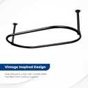 Oval Shower Curtain Rail Rod For Bathroom, Ceiling Mounted for Clawfoot Tub, Large and Heavy Duty Ceiling Mounted with Adjustable Support - 45 x 25 Inch (Free Curtain Rings) (Black)