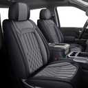 Seat Covers Fit for 2019-2024 Chevy Chevrolet Silverado GMC Sierra Pickup 1500 2500HD 3500HD Trail Boss Z71 Crew Double Extended Cab Leather Protectors (Full Set, Black&Grey)