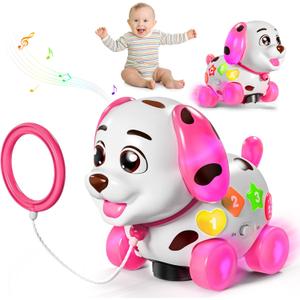 Musical Bilingual Puppy Toys for 1 Year Old Girl Gifts, First 1st Birthday Girl Gifts for 1 Year Old Toy, Learning Educational Baby Toy 6-12-18 Months (Pink)
