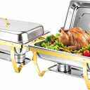 9QT Gold Chafing Dishes for Buffet, Golden Food Warmers for Parties