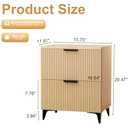 Royal Windsor Small Night Stand Set of 2, Fluted Nightstand with 2 Drawers, Side End Table with Storage, Modern Night Stand Bedside Table for Small Indoor Rooms, Natural Oak