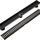 WEBANG 24 Inch Linear Shower Drain Rectangular Floor Drain with Accessories Capsule Pattern Cover Grate Removable SUS304 Stainless Steel CUPC Certified Oil Rubbed Bronze