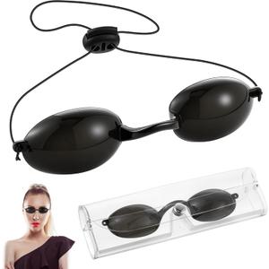 Geiserailie Beauty Patient Protective Goggle, Red Light Therapy Goggles, Adjustable Tanning Laser Hair Removal Safety Glasses for IPL, LED, UV Lamp, without Blocking Light, Transparent