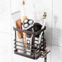 TAILI Patented Suction Cup Toothbrush Holder, Stainless Steel Anti-Puddling Toothbrush Shower Holder, No Drilling Removable Organizer for Bathroom Toothpaste, Razor, Kitchen and Office Items, Brown