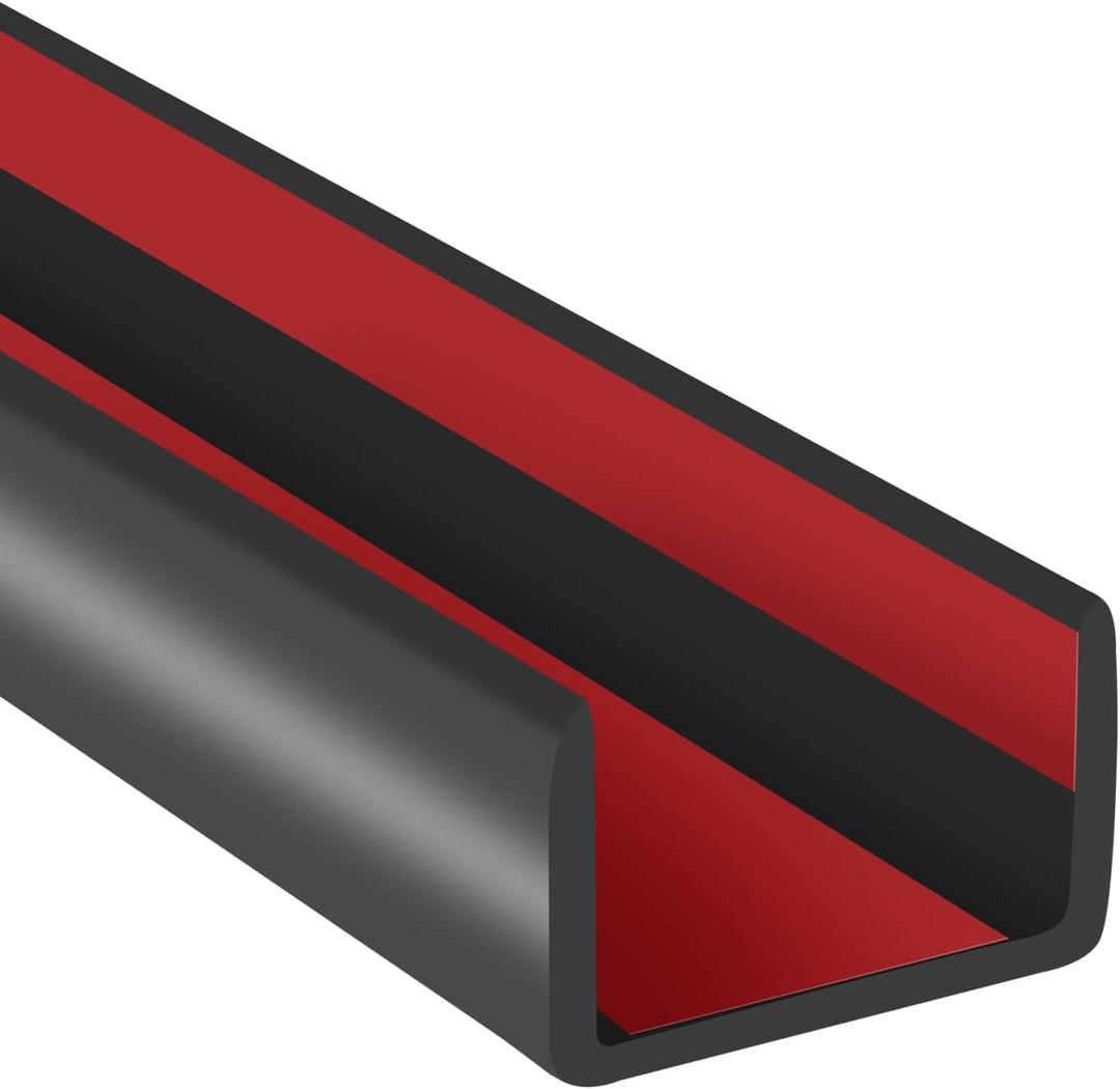 Rubber Edge Trim, 1" Self Adhesive Flexible U Channel Edge Protecter for Plywood, Tables, Desks, Cabinets, Counter Top, Wide U Shaped Edge Trim, Edge Banding, Black Color, 20Ft (Fit 1" - L20')
