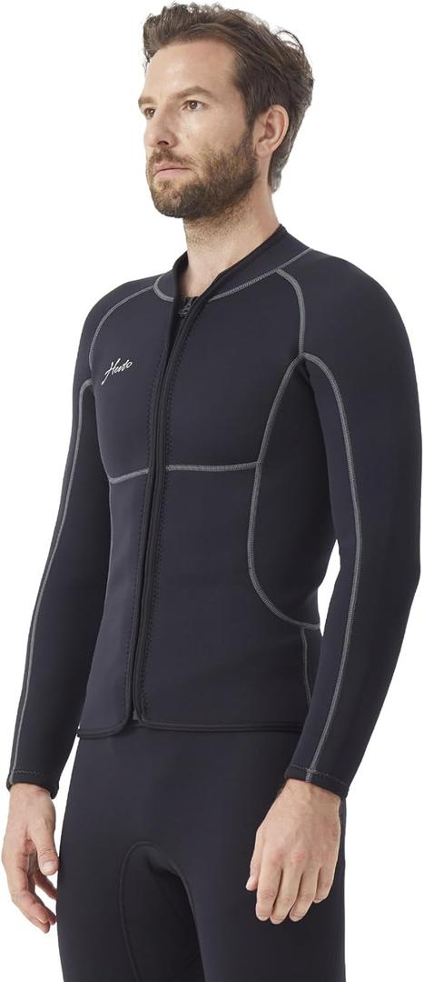 Hevto Men Wetsuit Tops and Vest 3/2mm Neoprene Jacket Surfing Swimming Front Zip Wet Suit for Water Sports (X-Small)