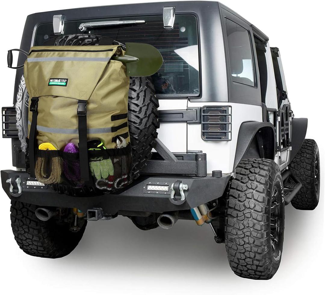 Spare Tire Trash Bag, Offroad Spare Tire Storage Bags Heavy Duty Truck Tailgate Trash Bag Fits up to 40" Tire, Large Recovery Gear Firewood Camping Cargo Storage Bag for Jeep Truck SUV Car (Khaki)