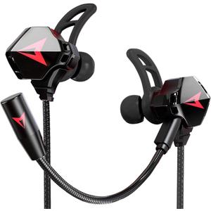 Battle Buds Pro in-Ear Gaming Headset with Dual Microphone, Mute and Volume Control, Wired Earphones for Mobile Gaming, Nintendo Switch, Xbox One, PS, PC (New-Black)