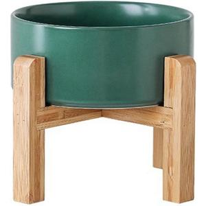 Petygooing 28 OZ Green Elevated/Raised Ceramic Dog Bowl for Small and Medium Breeds, Dog Food Water Dish with Stand,Pet Feeding Bowl with Anti Slip Rubber for Cats Small and Medium Dogs (3.6 Cups)