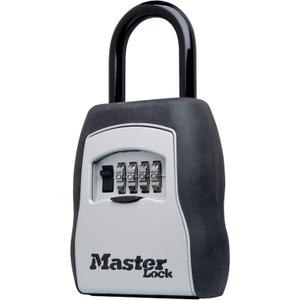 Master Lock Key Lock Box for House Keys Outdoor Portable Combination Lockbox with Resettable 4 Digit Code, Weather Resistant Durable Metal Body, Holds 5 Keys, 5400EC Black
