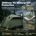 Purebox Tent 4 Person Camping Tents - Double Layer with 2 Doors & Rainfly, Portable Waterproof & Windproof Tents, Large Mesh Ventilation, Easy Setup Family Tent for Camping, Hiking and Backpacking, 4 Person Green