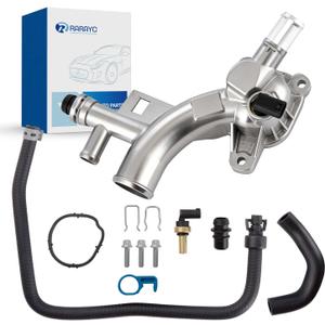 Upgraded Aluminum Engine Coolant Housing Water Outlet Kit with Hoses - Compatible with 2011-2020 Chevy Cruze, Sonic, Trax & Buick Encore 1.4L - Replaces OEM 25193922, 13251447, 902-846