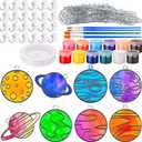 Cholemy 24 Sets Planet Sun Catcher Kit Include Suncatcher Craft with Paints Suction Cups Fishing Thread, Planet DIY Window Art Kit Paintable Suncatchers Decorations for Gifts