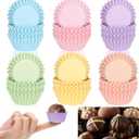 Whaline 600Pcs Pastel Mini Cupcake Liners Colorful Baking Cups Pink Blue Purple Yellow Orange Green Muffin Cupcake Wrappers for Spring Easter Birthday Wedding Bride Baby Shower Party Supplies