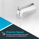 EZ-FLO 5-3/8 Inch Nose Diverter Tub Spout, 1/2 Inch IPS Connection, Chrome Finish, 15083