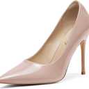 Elisabet Tang Women's High Heels Pumps Closed Pointed Toe Stiletto 4inch Heels Classic Office Special Dressy Wedding Pump Shoes (10, Nude)