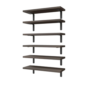 WOPITUES Wood Floating Shelves Set of 6, Shelves for Wall Decor, Farmhouse Shelf for Bedroom, Bathroom Storage Shelves, Book Shelves for Living Room, Dark Brown 