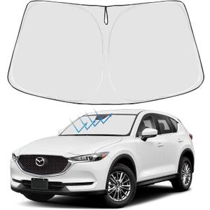 Proadsy 2025 Upgrade Windshield Sun Shade Custom Fit Mazda CX5 CX-5 2017-2024 2025 4-Layer Foldable Front Sunshade Protector Sun Visor Blocks UV Rays Keep Car Cooler