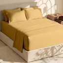 Hearth & Harbor Extra Deep Pocket King Size Sets - Fits Mattress 18-24 Inches Deep - Extra Deep Pocket Sheets - 6 Piece King Size - Camel