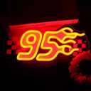 95 Lightning Racing Neon Sign for Wall Decor, Dimmable McQueen Race Car LED Light Sign for Bedroom Man Cave Bar Game Room Decoration, USB Powered Garage Sign for Race Lover Gifts
