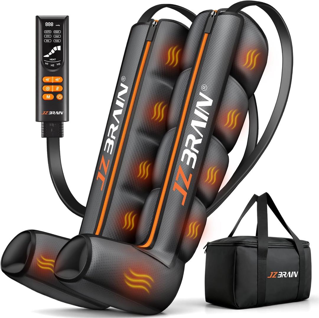 Air Compression Leg Recovery Boots : Sequential Full Leg Compression Massager System for Muscle Relaxation & Relief - 11 Intensity 6 Modes 3 Heat for Athletes & Gym (Medium)