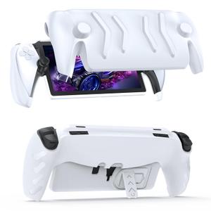 Full Protective Case Cover Compatible with PlayStation Portal Remote Player,PS5 Portal Case with Detachable Front Shell,Frosted Anti-Slip Handheld Design(White)