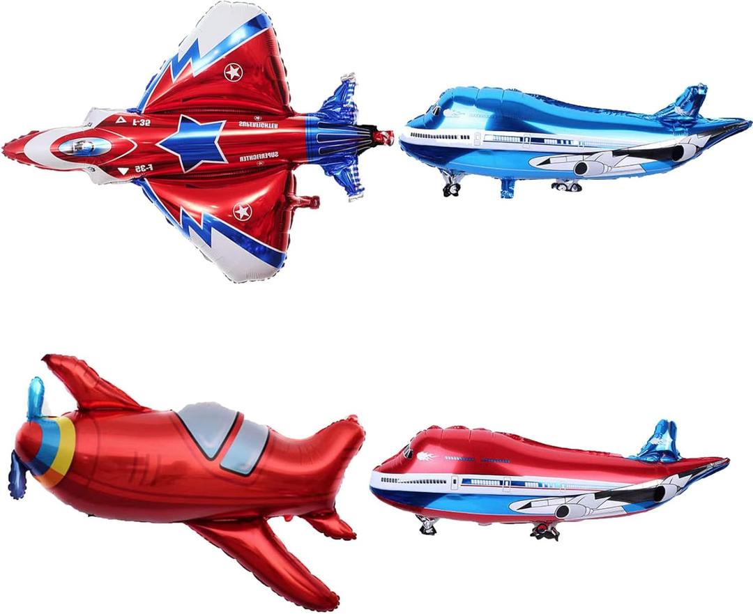 Fighter Jet & Airplane Shaped Foil Mylar Balloons - Travel & Kids' Boys Birthday Party Supplies Decorations