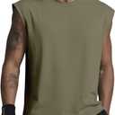 Mens Gym Tank Tops Sleeveless Shirts Cut Off Quick Dry Muscle Shirt Running Beach Loose Fit Tee (XXL)