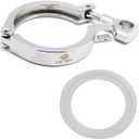 QiiMii Stainless Steel 304 Single Pin Heavy Duty Tri Clamp with Wing Nut for Ferrule TC 2.5" with 1 pc Silicone Gasket
