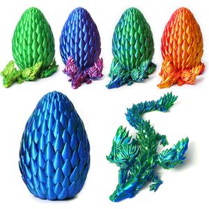 2 x 3D Printed Dragon Eggs Mystery Dragon Egg Glow in The Dark Articulated Animals Fidget Toy Crystal 3D Print Dinosaur Eggs for Kids Boys Girls Home Decor (Laser Green-12inch)