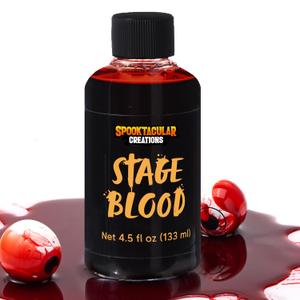 Spooktacular Creations 4.5oz Fake Blood, Washable Fake Blood for Clothes, Halloween Vampire Makeup for Halloween Costumes, Zombie Makeup Face Body Paint