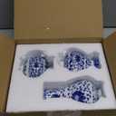 AuldHome Blue and White Porcelain Vases Set of 3, Mini Decorative Bud Vases for Farmhouse, Cottagecore, and Vintage Decor